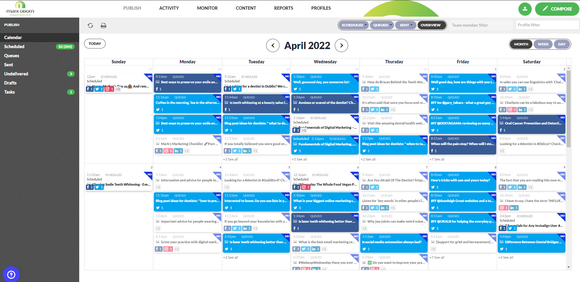 Social mediaa schedule